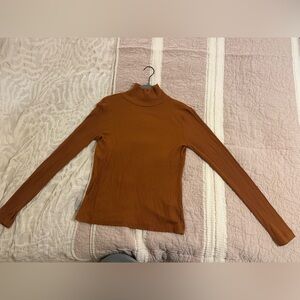 French Connection Burnt Orange Long Sleeve Mock Neck Top